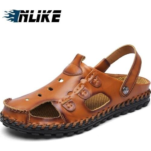 Classic Men Soft Sandals Comfortable Men Summer Shoes Genuine Leather Sandals Soft Sandals