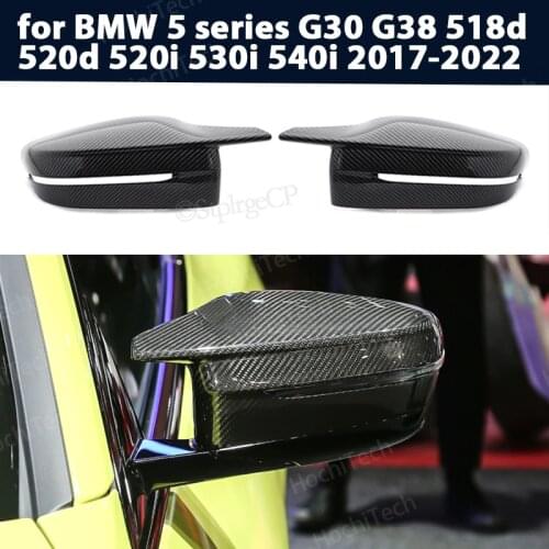 2pcs modified LHD Carbon Fiber Pattern Mirror cover caps for BMW 5 series G30 G38 518d 520d 520i 530i 540i 2017-22 M4 style RHD