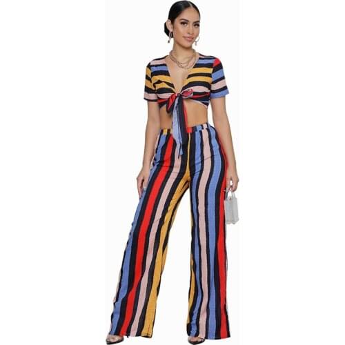 Two Piece Set Africa Clothes African New Dashiki Fashion Striped Print Suit Top Trousers Super Elastic Party For Women Outfits