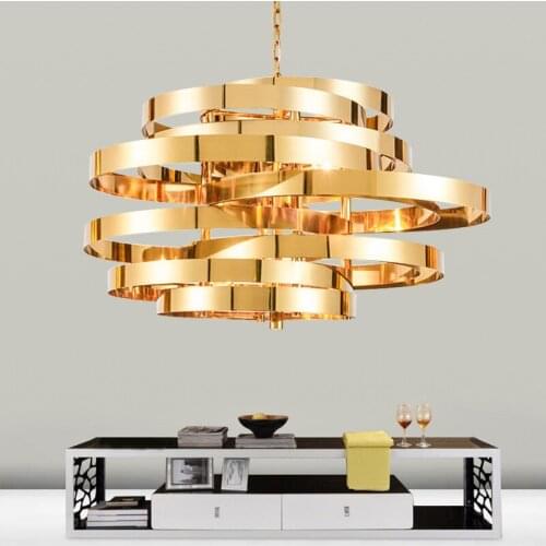 Creative ring gold stainless steel Pendant Light modern whirlwind Pendant Lamp For restaurant living room Suspension PA0145