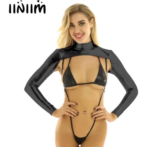 Sexy Party Club Tanks Women Shiny Metallic High Neck Shrugs Shirt Top Open Front Bra Vest Gothic Hot Mini Tops for Rave Festival