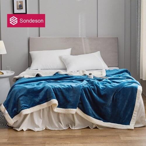 Sondeson Fashion Pure Blue Blanket Warm Magic Fleece Duvet Cover Soft Travel Beach Throw Aircraft TV Sofa Blanket For Women