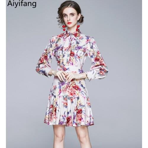Fashion Elegant Spring Summer Vintage Print OL 2 Piece Sets Womens Long Sleeve Single-Breasted Shirt Top + Ruffles Skirts Suits
