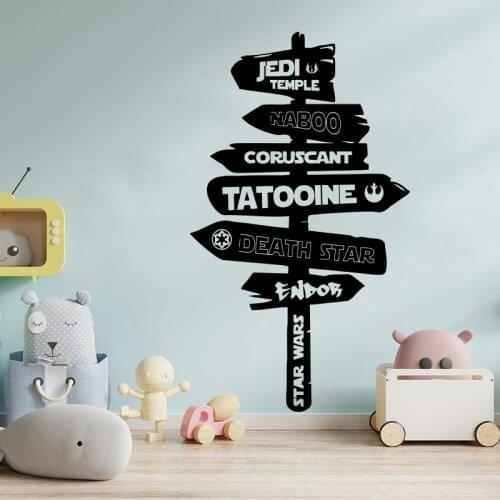 Cartoon Signpost Road Sign War Wall Sticker Kids Room Playroom Anime Manga Movie Inspirational Quote Wall Decal Bedroom Vinyl De