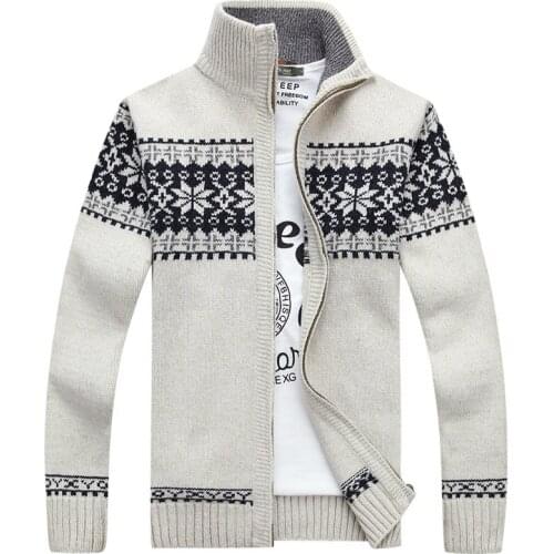 2019 New Male Cardigan Masculino Arrival Autumn Men Sweater Coat Fashion Quality Zipper Snowflake Christmas Sweater