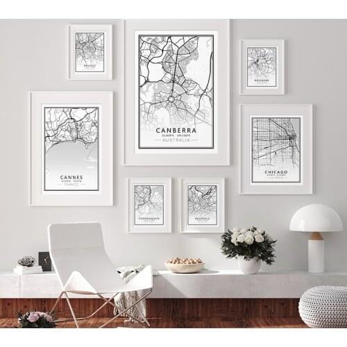 World City Map Wall Art Tokyo Rome New York Canvas Painting Modern Poster and Print Picture for Living Room Bedroom Home Decor