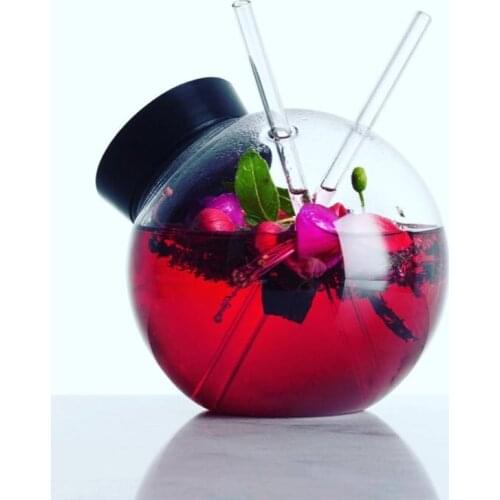 2021 New Cocktail Glass Creative Sphere Shaped Reusable Drinking Straw Cup Wine Juice Glasses Coffee Tumbler For Bar Home Party
