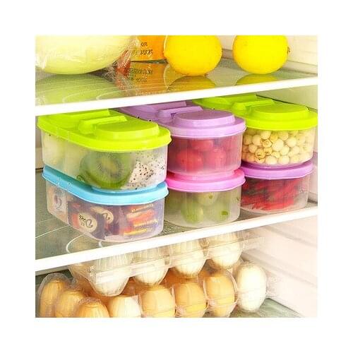 New double lattice covered food grains sealed cans multi-functional kitchen refrigerator plastic food containers storage boxes