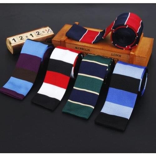 New Fashion Male Knit Tie Brand Skinny Slim Designer Mens Knitted Neck Ties Cravate Narrow Skinny Stripe Neckties For Men
