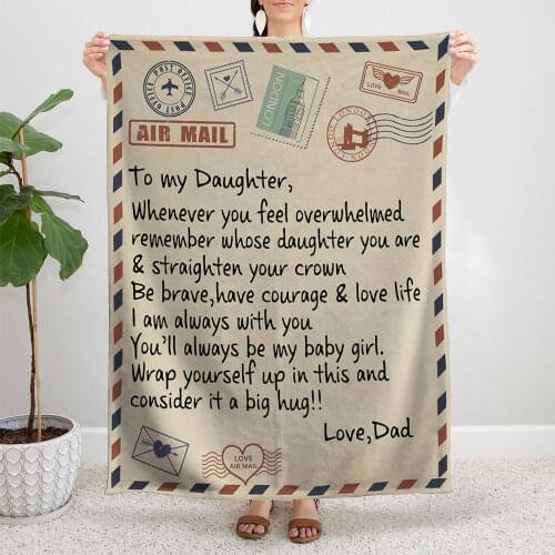 Love Letter From Dad To Daughter Blanket Velvet Print Breathable Lightweight Throw Blanket for Sofa Travel Bedspread