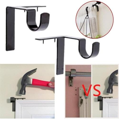 Single Center Support Curtain Rod Bracket Double Hang Curtain Rod Center Support Bracket Iron Plate Frame Curtain Rod Bracket