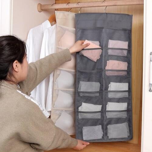 Home Wardrobe Cabinet Underwear Socks Storage Bags Gray Wall Hanging Big Storage Racks Shelf Clothes Purse Door Closet Organizer