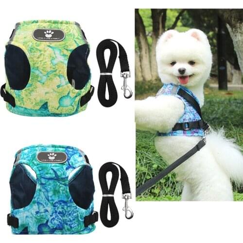 Harnesses Vest and Leash Set for Small Medium Dogs Puppy Bulldog Corgi Teddy Dog Breathable Chest Strap Reflective Harness
