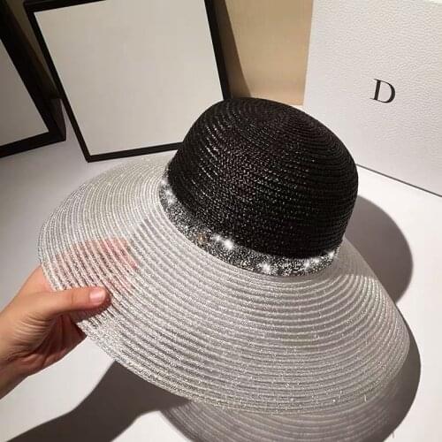 VRIGINER 2021New Summer For Ladies Beach Sun Hats UV UPF50 Travel Foldable Brim Spring Anti-UV Bicolor Caps