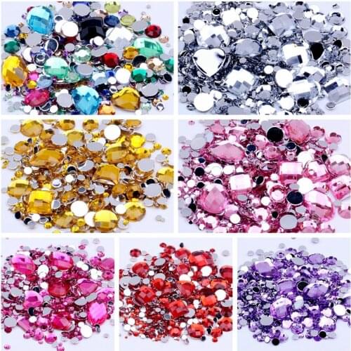 Rhinestones 1000pcs Many Colors Round Acrylic Non-Hotfix Flatback Rhinestones Nail Art Stones For Strass Decorations