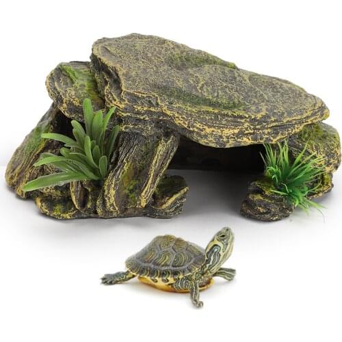 Urtle Basking Platform Aquarium Decor Resin Turtle Island Aquariums Moss Climb Island For Turtles Reptile Tank Decoration