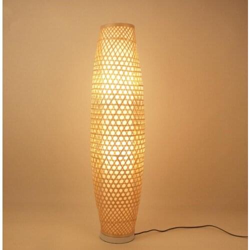 Southeast Asia Japanese Bamboo Wicker Rattan Shade Vase Floor Lamp Fixture Rustic Nordic Floor Light Corridor Fitting Luminaire