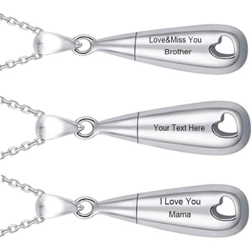 Custom Teardrop Heart Urn Necklace Ashes Keepsake Memorial Pendant Stainless Steel Cremation Jewelry
