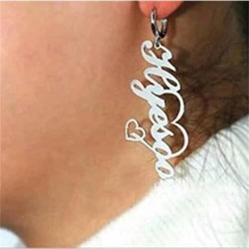 Personalized Name Earrings for Women 925 Sterling Silver Jewelry Drop Name Earrings (a Pair) Party / Wedding Jewelry YSE-01