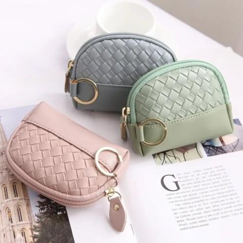 Women Wallet Mini PU Leather Female Purse Card Holder Short Coin Purse Small Wallets Purse Zipper Keychain Clutch Bag Handbag