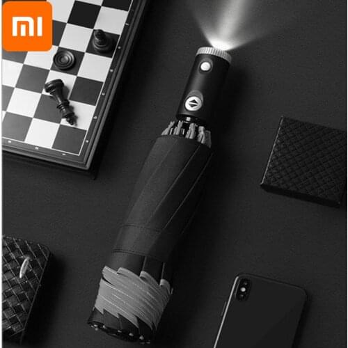 Led Light Umbrella Three Folding Inverted 10 Ribs Automatic Non-automatic Umbrella With Reflective Stripe Reverse for Xiaomi