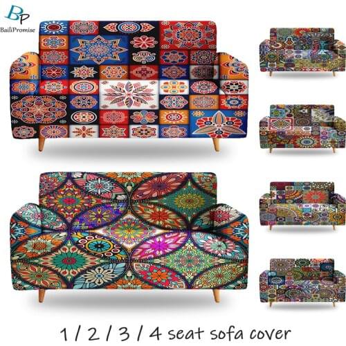 1/2/3/4-seater Custom 3D Print Slipcover Magic Mandala Boho Elastic Couch Bohemia Sofa Cover Living Room Bedroom Home Decor