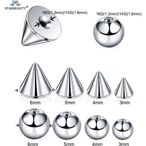 10Pcs/Lot Steel Piercing Balls Nipple Piercings Nose Ring Eyebrow Piercings Screw Balls Replacement Attachments Rings Ball