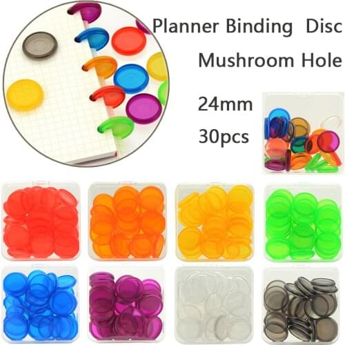 30pcs 24mm Multicolor Mushroom Hole Discs Binding Rings Loose Book Binding Ring Binder Discs DIY Planner Binding Office Supplies