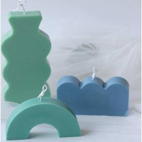 3D Geometric Round Triangle Candle Molds Pear Lemon Epoxy Resin Casting Molds Reainbow Gourd Shape Silicone Mold Crafts