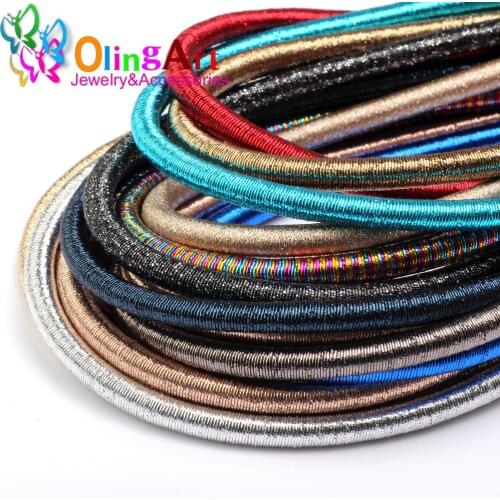 Free shipping 8mm 46cm Soft Rayon Silk Metal color Cord Hollow Rubber DIY Necklace Bracelet Jewelry Making Findings Olingart