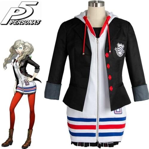 Ann Takamaki Cosplay Persona 5 Cosplay Anne Costume Full Set Uniform Jacket Shirt Skirt Stockings Vest Party Halloween Carnival