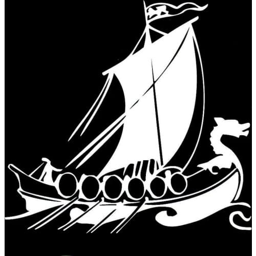 Car Sticker Dragon Head Viking Ship Fun PVC Decals Car Sticker Black/silver Car Accessories 20cm*18.8cm