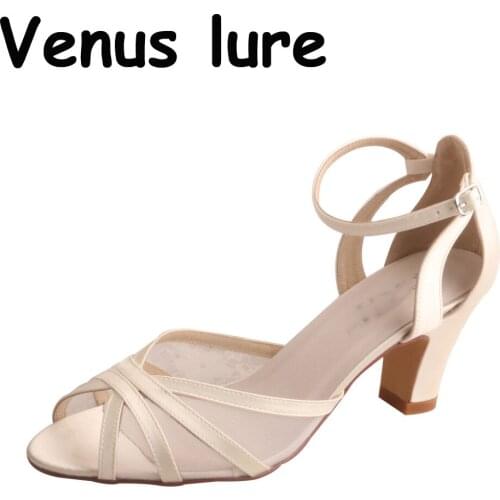 Off white Payless Shoes for Women Wedding Thick Heel 8CM