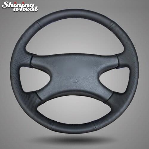 Shining wheat Black Artificial Leather Hand-stitched Car Steering Wheel Cover for Lada Niva 2006-2017 2107 1997-2012