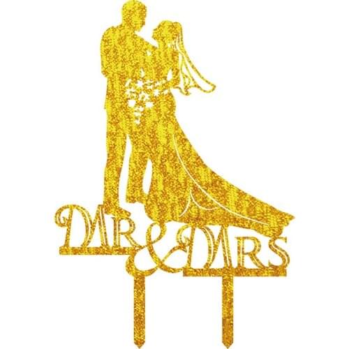1PCS Glitter Golden&Silver Mr and Mrs Cake Topper Wedding Elegant Wedding Decorations Wedding Cake Decorations Gifts Favors