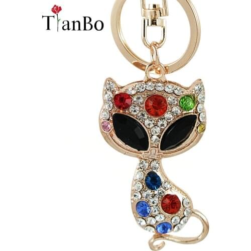 Keychain Accessories Rhinestone Animal Fox Keychain Key Rings Luxury Crystal Sex Fox Key Chain Women Girls Gift jewelry