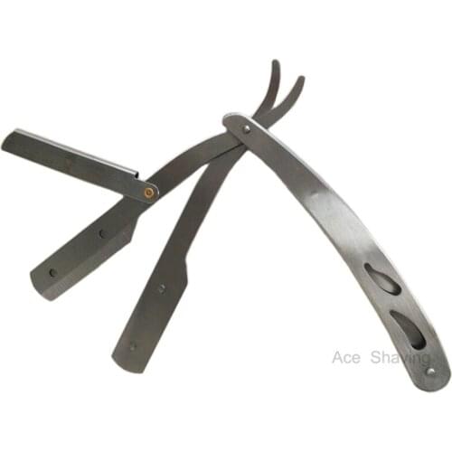 Stainless Steel Replaceable Blade Barber Shaving Straight Razor Double Edge Folding Knife for Mens Beard