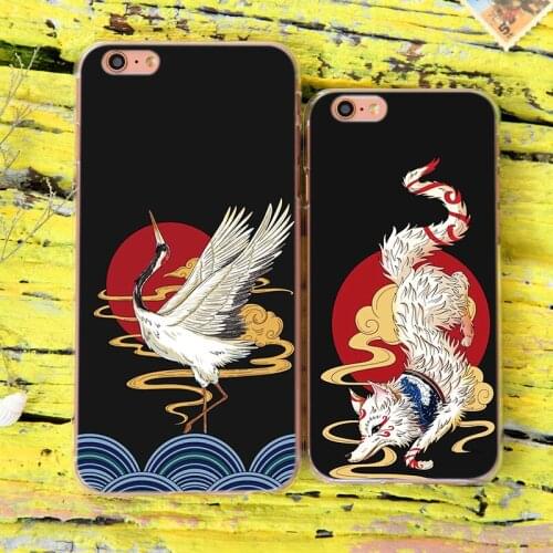 Japanese Painting Crane Wolf Soft Mobile Phone Case For Iphone SE 2020 7 8 6S 6 Plus 5S 12 Mini Cover 11 Pro XS Max XR X Shell
