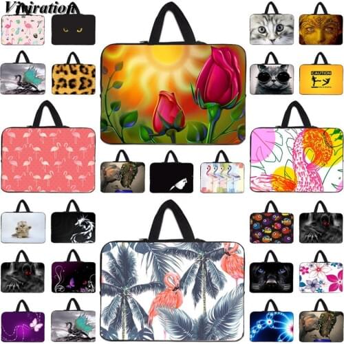 15 13 12 17 10 Computer Tablet PC Case 11.6 Sleeve Zipper Pouch Beautiful Rose Prints Women Briefcase Handbag 14 Inch Laptop Bag