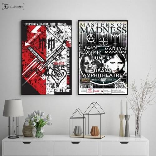 Marilyn Manson Black And White Vintage Poster Prints Oli Painting On Canvas Wall Art Murals Pictures For Living Room Decoration