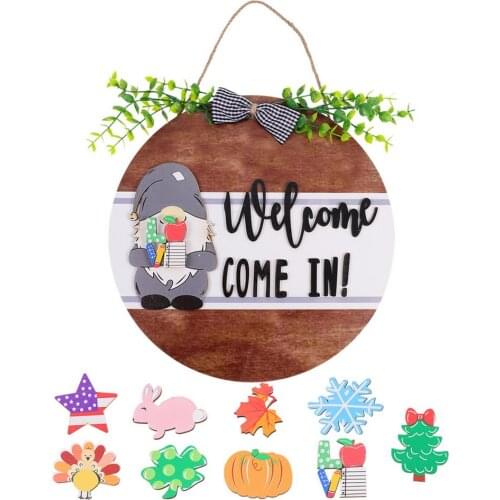 Wooden 3D Gnome Welcome Sign House Decoration For Front Door Porch Welcome Sign Wedding Poster Decoration