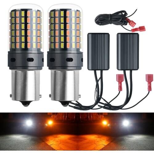 Ba15s BAU15S 1156 P21w S25 120led T20 W21W WY21W 7440 Light Daytime Running Light+Turn Signal Dual Mode DRL LED External Lights