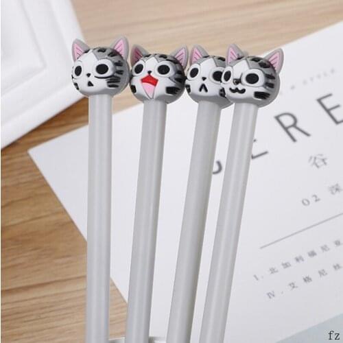 200 Pcs Cartoon Cat Gel Pens Plastic Neutral Pen Novelty Item School Supplies Office Writing Supplies