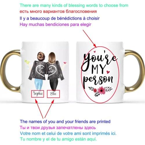 Personalized Names White Coffee Mug Best Friends Girls Gift Ceramic Cute Mugs Coffee Mugs Tazas De Ceramica Creativa