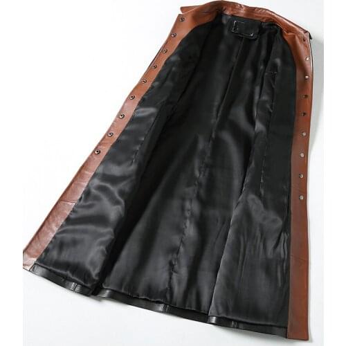 100% Real Sheepskin Female Genuine Leather Jacket Long Slim Tench Coat For Women Outerwear jaqueta de couro LX1929