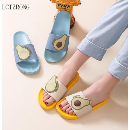 LCIZRONG Cartoon Women Slippers Cute 3D Avocado Bathroom Shower Room Ladies Slides Non-Slip Female Male Indoor Couple Shoes