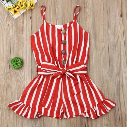 Summer Toddler Kid Baby Girl Clothes Sleeveless Stripe Romper Jumpsuit One Piece Overalls Outfit