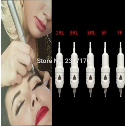 Mixed sale 300pcs permanent makeup machine needle 1/3/5RL disposable micro needle for eyebrow lips liner device tattoo needles