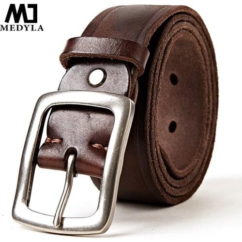 MEDYLA Mens Belt Original Cowhide Belt for Men Leather Leisure Joker Mens Leather Belt Brand Color Classic Belt