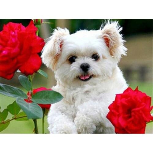 Animal Dog DIY Cross Stitch 11CT Kits Needlework Craft Set Printed Canvas Cotton Thread Home Decoration Dropshipping Wholesale